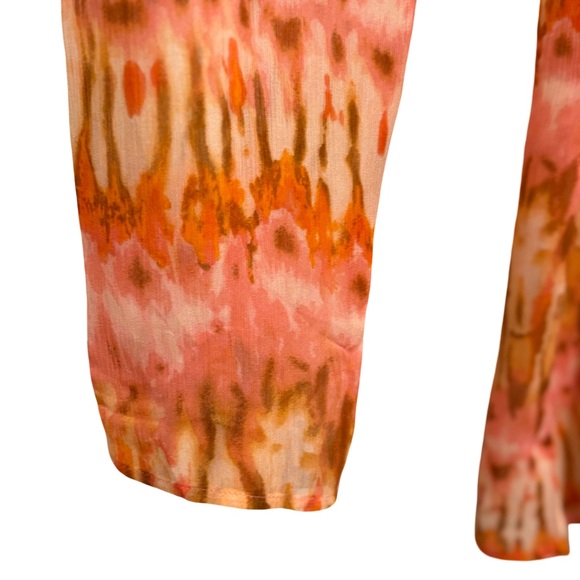 Sundance NWOT Size PL Pretty Orange & Brown Semi-Sheer Long Sleeve Blouse (0635) - Picture 5 of 14